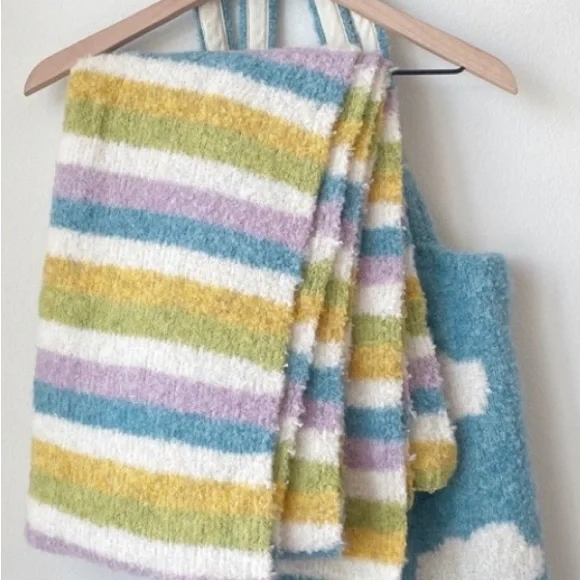 Free People NWT Beautiful Lined Tote Bag Colorful Coordinated Stripe Scarf Gift - Picture 4 of 13
